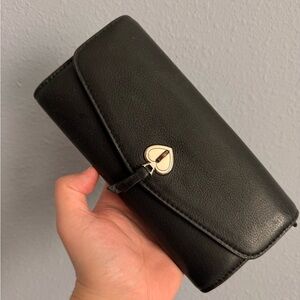 Kate Spade Black Leather Marti Flap Continental Wallet